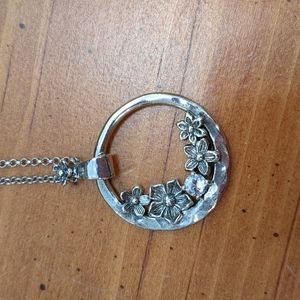 Or Paz Sterling Floral Pendant with clear stone & Chain